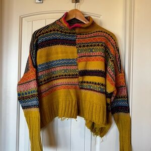 Free People Multicolor Cowl Neck Sweater